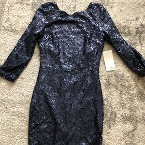 Navy sequin mini dress